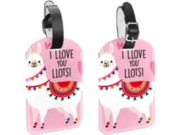 Conjunto De 2 Etiquetas Bagagem Em Couro Pu Com A Inscrição I Love You Llots
