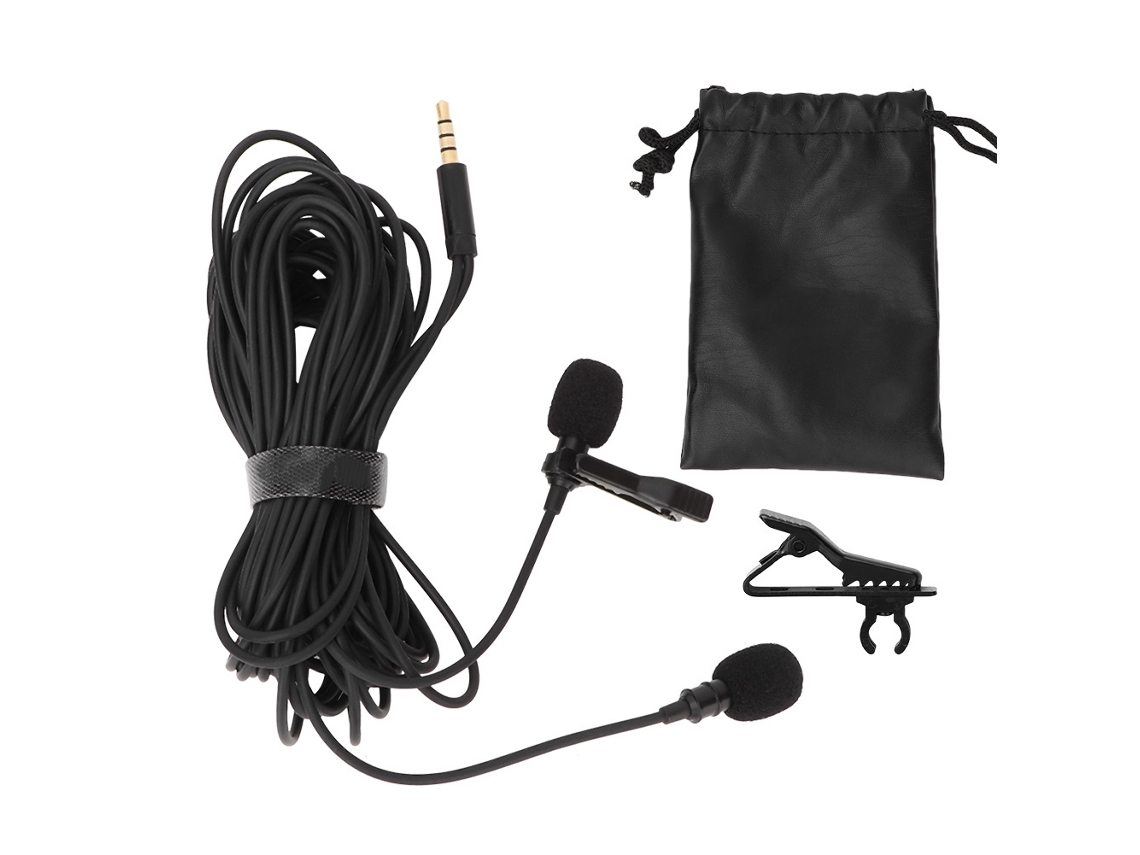 Microfone De Lapela Portátil De 3,5 Mm Com Clipe Para Câmera Dslr E Celular Aquaforge (4 M, Cabeça Dupla)