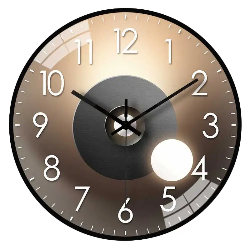 Relógio De Parede Moderno E Silencioso Com Efeito Degradê (16 Polegadas), Elegante, Marrom E Preto, Para Decoração De Casa, Presente Criativo.