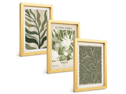Composição De Quadros Decorações Com Padrões De Plantas Boho Espelharte (3 Peças 20x30 Cm)