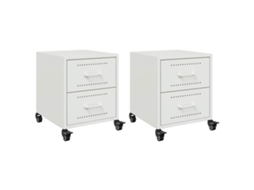 Mesas de Cabeceira 2 Pcs 36x39x43,5 Cm Aço Branco MAISON EXCLUSIVE