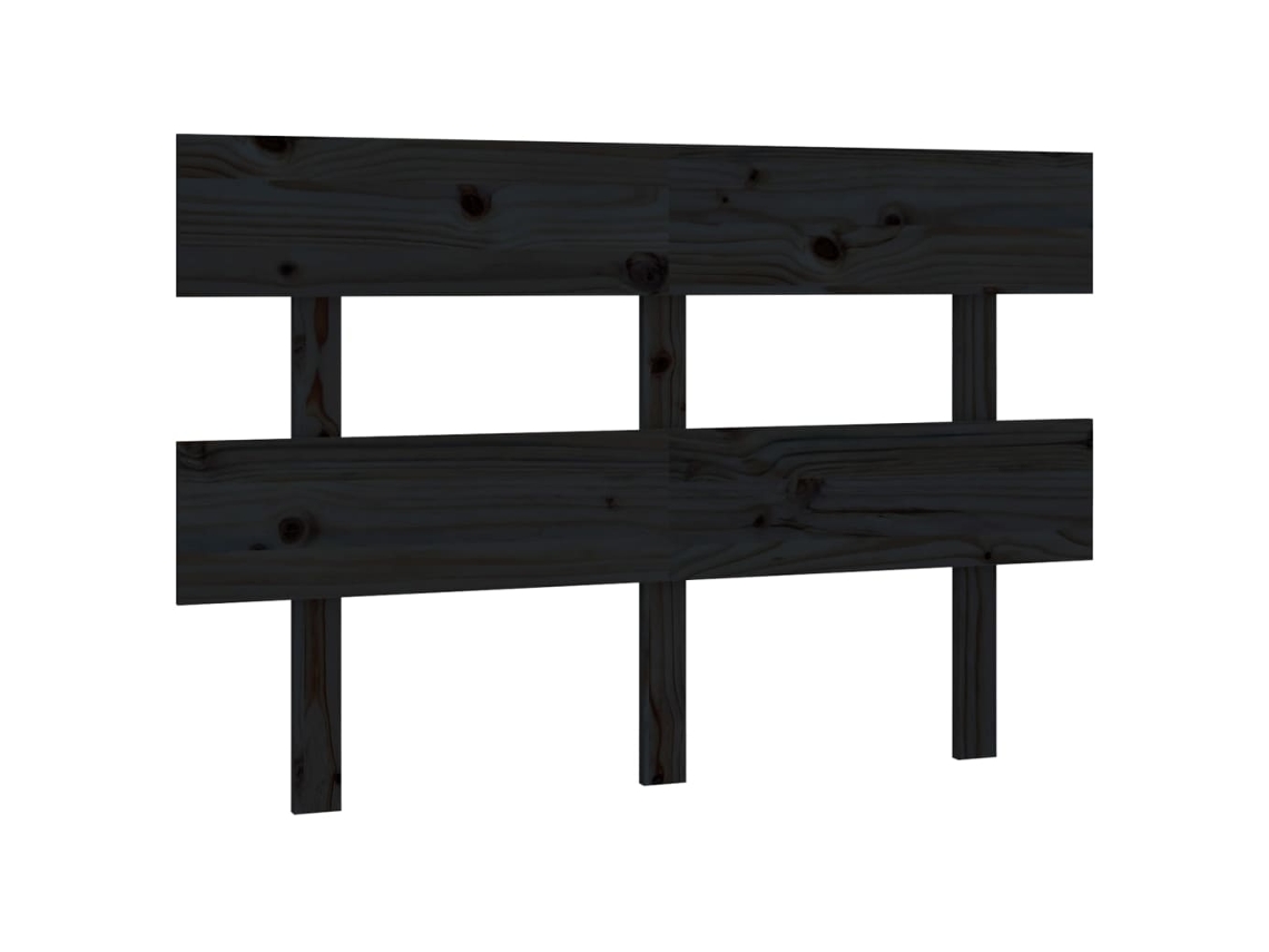 Cabeceira de Cama 144x3x81 Cm Pinho Maciço Preto MAISON EXCLUSIVE