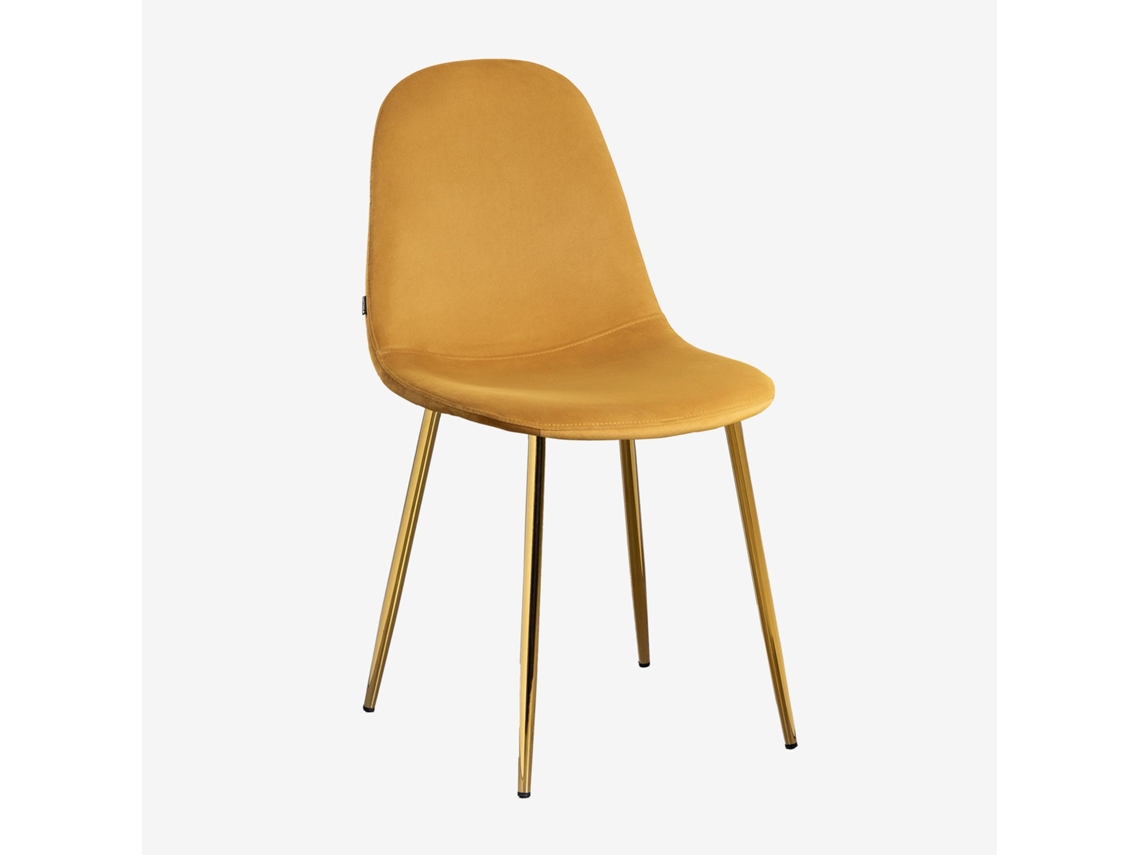 Sklum Pack De 4 Cadeiras De Jantar Glamm Poliéster     Dourado                  Velluto Mostaza                               Veludo