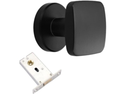 Conjunto De Fechadura Quadrada Genérica E Elegante Para Portas Instalação Fácil, Preta