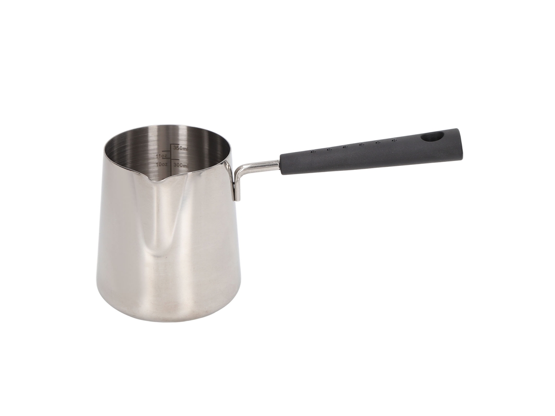 Jarra Para Espumar Leite Em Aço Inoxidável 201 Com Cabo Longo, Textura Brilhante E Design Elegante, Ideal Para Preparar Café Em Casa