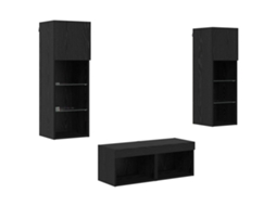 Gabinetes de Tv na Parede 4 Pcs Carvalho Preto MAISON EXCLUSIVE