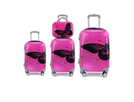Conjunto de 4 Malas de Viagem HUAXIN Borboleta Fúscia (50x75x28cm)