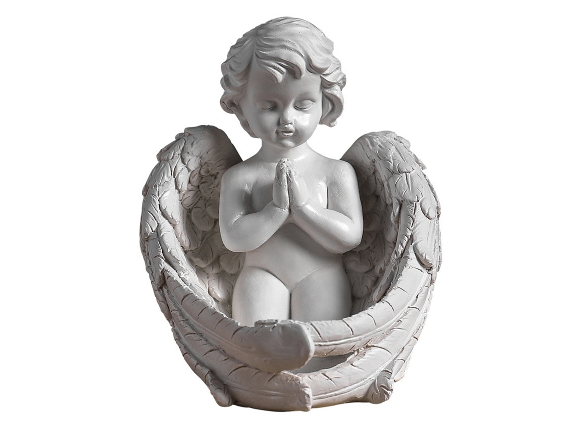 Vela em formato de anjo em resina com base de cartão 18,5x17,5x19,5cm LAXISCREED