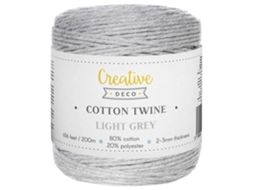 Corda Macramé Cinza Claro 3Mm X 200M Fio de Algodão e Poliéster /- 0 5 Mm Espessura Fio Natural CREATIVE DECO