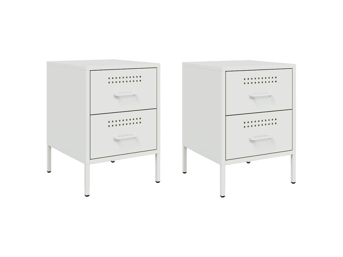 Mesas de Cabeceira 2 Pcs 36x39x50,5 Cm Aço Branco MAISON EXCLUSIVE