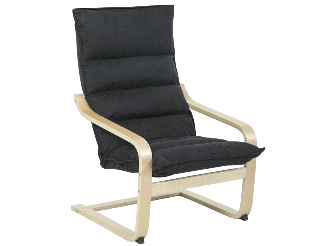 Poltrona de Sala Moderna com Encosto Alto Acolchoado Estrutura de Madeira e Estofada em Veludo 67x83x105 Cm Preto Ge