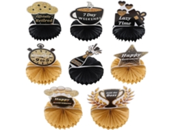 Decorações Papel Preto Dourado Festa Aposentadoria 8 Peças Fáceis Montar Festas Ambientes Internos GOKOCO