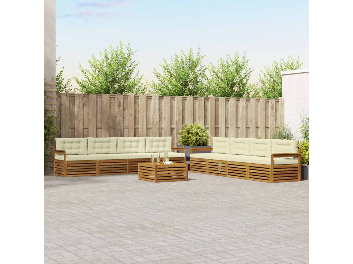 Vidaxl Conjunto De Sofás Para Exterior 9 Unid. Natural E Creme