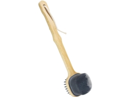Escova De Costas Healvian Em Silicone E Bambu Com Cabo Longo, Esfoliante Corporal Com Orifícios Para Massagem E Limpeza