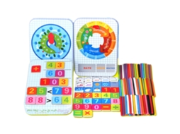 Primerox brinquedo Educativo Multifuncional para Crianças: Bastões de Contagem, Relógio e Jogos de Cognição