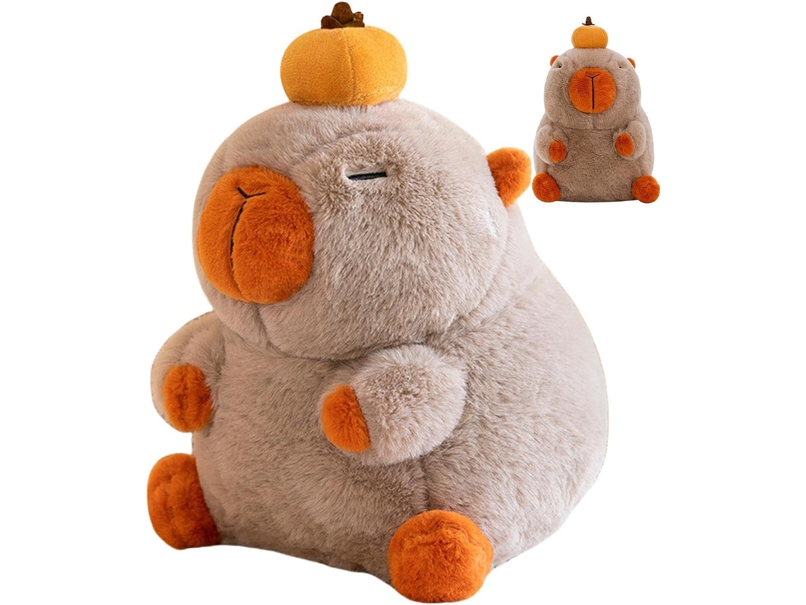 Pelúcia De Capivara, Capivara - Com Caqui Na Cabeça, Almofada