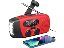Rádio de Manivela AQUAFORGE com células solares, lanterna led e bateria externa de 2000mah com função sos