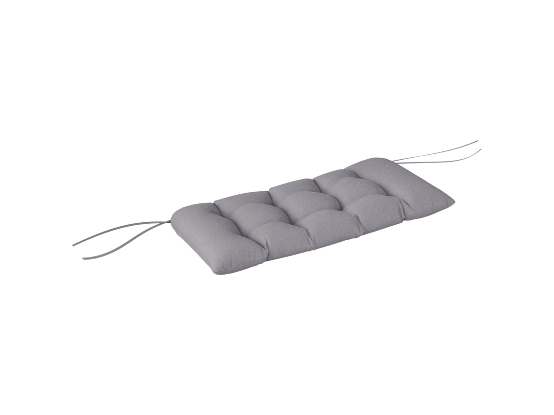 Almofada para banco BTFORUS, 105x46x12,5cm, com fitas, cinza