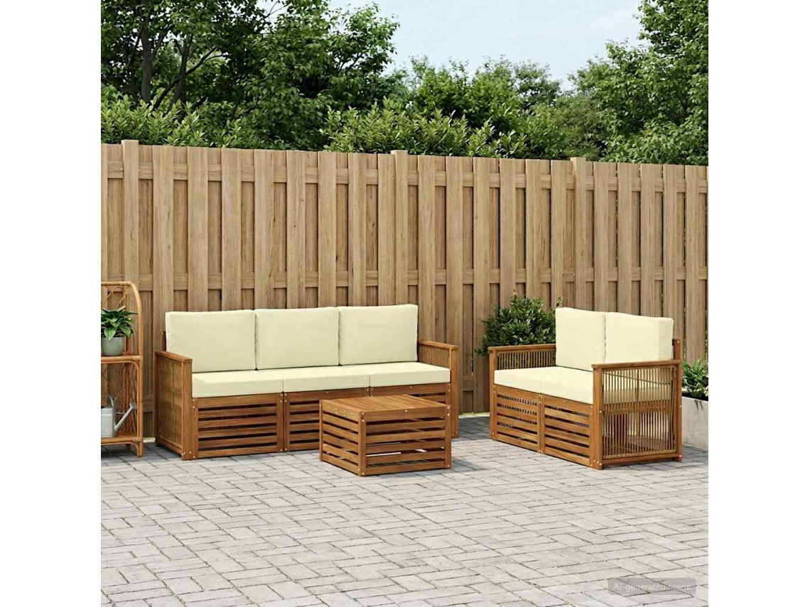 Vidaxl Conjunto De Sofás Para Exterior 6 Unid. Natural E Creme