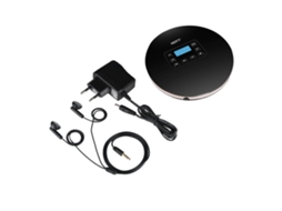 Leitor de Cd Portátil com Tela Lcd, Compatível com Cd r, Cd rw e Mp3, com Cabo Usb AQUAFORGE