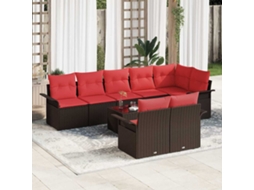 Vidaxl Conjunto De Sofá De Jardim 9 Unid. Castanho Vime Pe