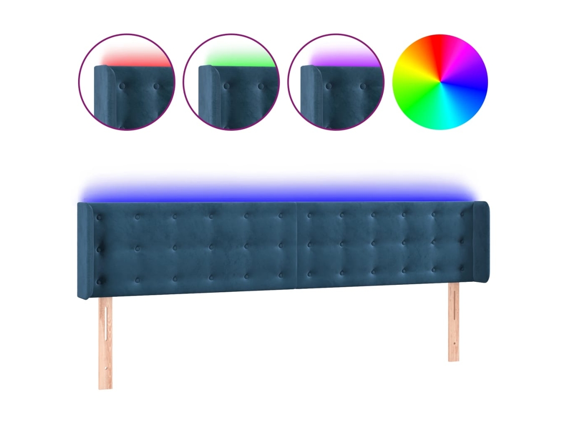 Led Headboard, Led Headboards Vidaxl Azul Veludo (163 X 16 X 78/88 Cm)