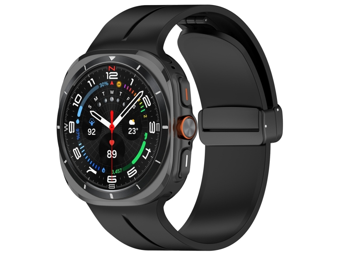 Bracelete para Samsung Galaxy Watch Ultra Silicone Fivela Magnética Dobrável Preta XIAOMOYU (47mm)
