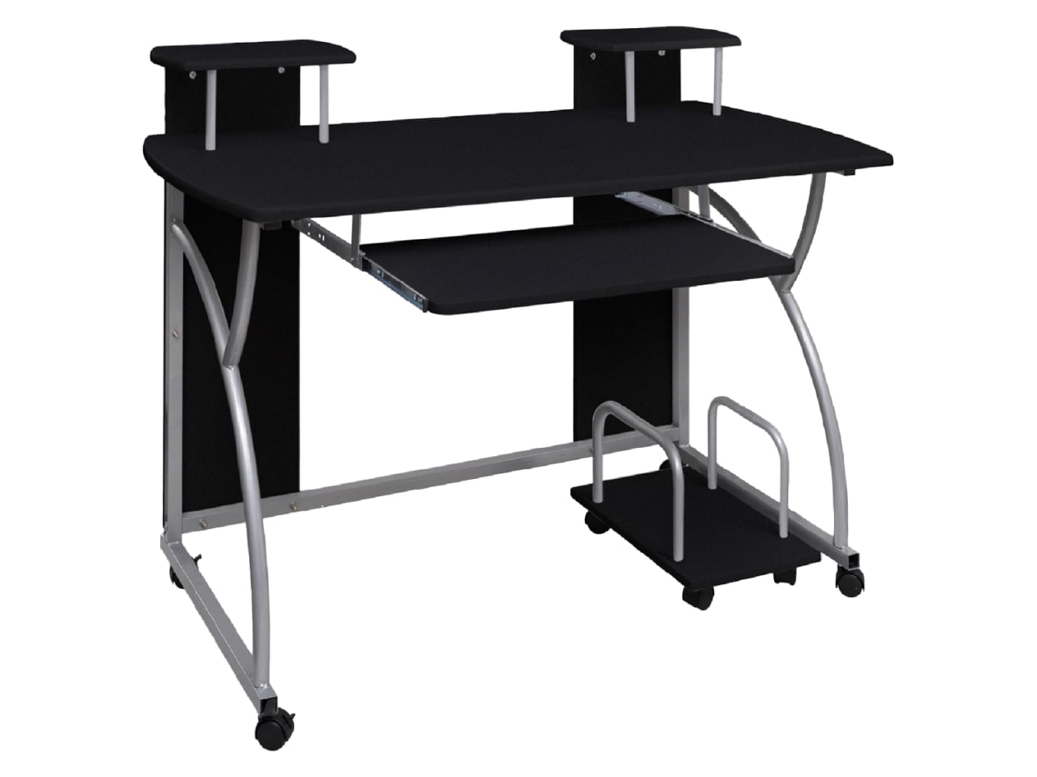 Computer Desk, Computer Desks Vidaxl Preto Madeira Processada (110 X 52 X 88.5 Cm)