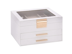 Caixa De Joias Vidaxl Branco Veludo (23 X 20.5 X 14 Cm)