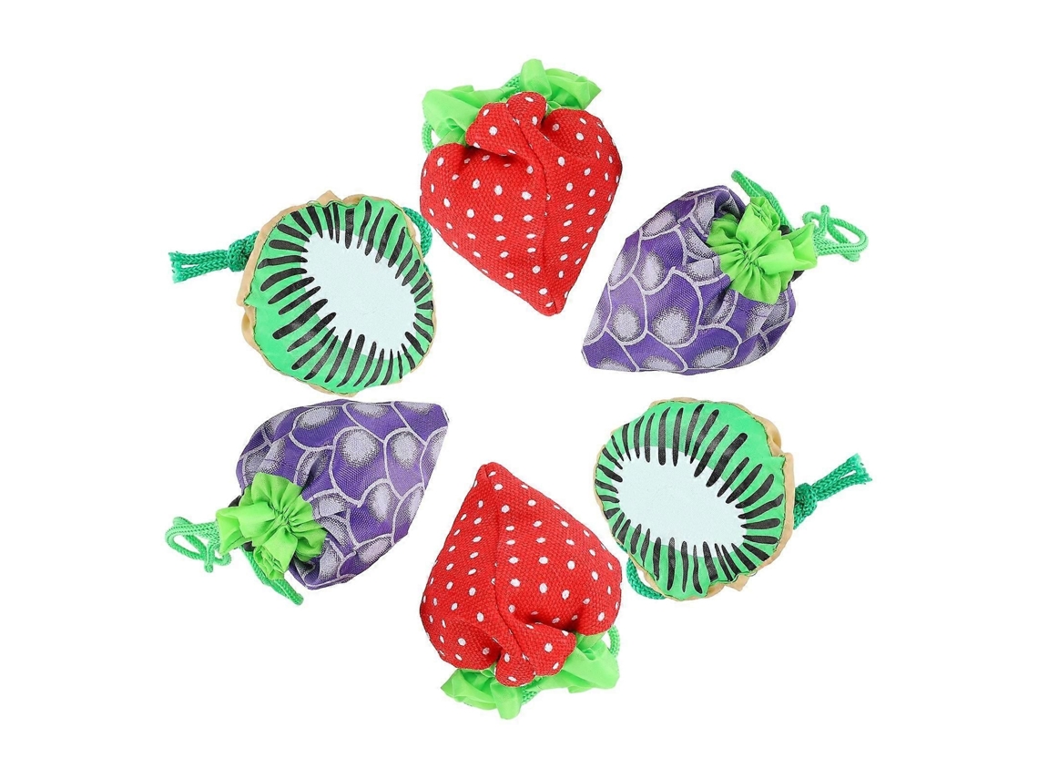 Conjunto De 6 Sacolas Dobráveis ​​em Formato De Frutas Para Compras No Supermercado, Sacolas Reutilizáveis ​​para Legumes E Presentes, Design Dob
