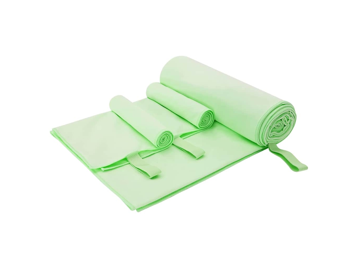 Conjunto 3 Conjunto De Toalhas Esportivas Vidaxl Verde Poliéster (210 X 100 Cm)