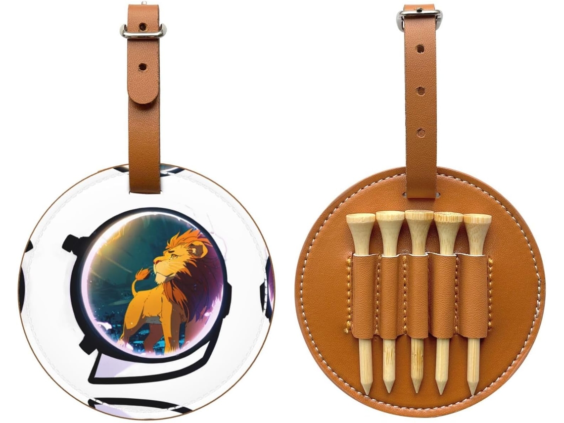 Bolsa para Tees de Golfe Lion In The Mirror Preta Fácil de Transportar e Mais Eficiente para Jogar Golfe.