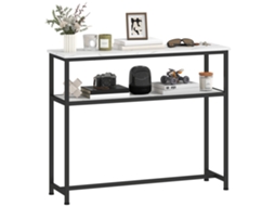 Mesa Consola Melamina de Madeira e Aço Cor Branco e Preto 100x30x81 cm Homcom