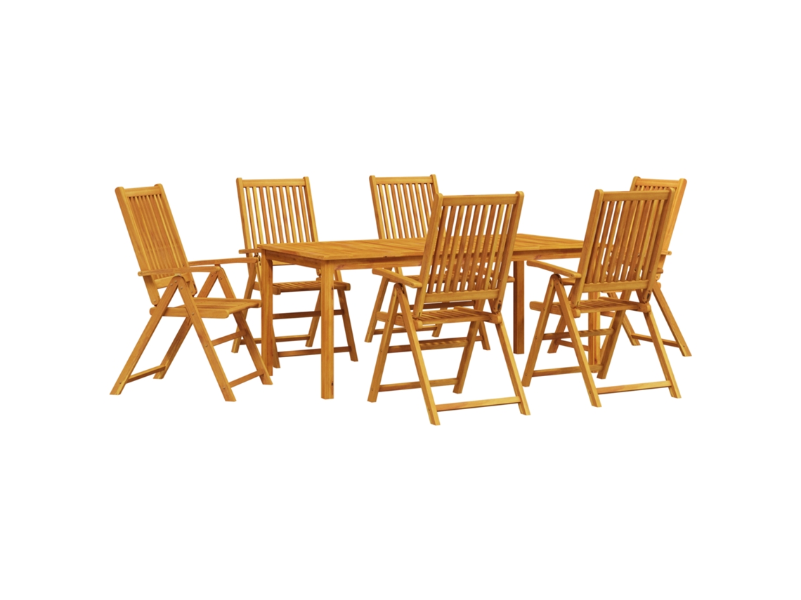Conjunto 7 Móveis De Jardim Vidaxl Castanho Madeira De Acácia Maciça (200 X 100 X 74 Cm)