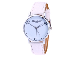Reloj De Pulsera Unisex De Cuarzo Con Dial Redondo Para Hombre Y Mujer (blanco)
