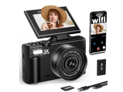 Câmera Digital 4k Wifi 64mp Tela Flip 180º Ultra Leve Presente Para Iniciantes (preto)