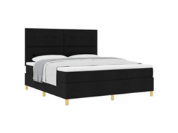 Cama Box com Colchão com Cabeceira Preto 180x200 Cm Tecido MAISON EXCLUSIVE