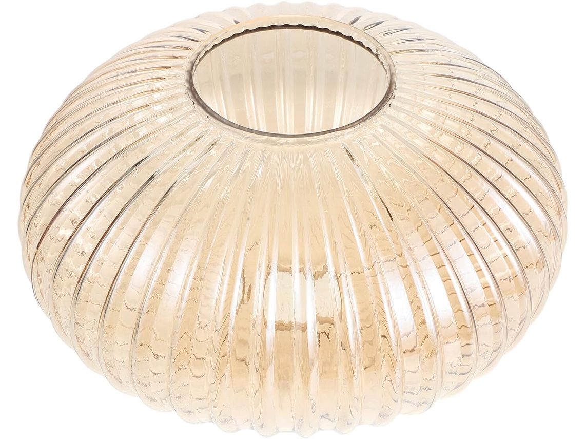 Difusor Esférico De Vidro Âmbar Canelado Para Luminária Suspensa, 250 X 150 Mm.