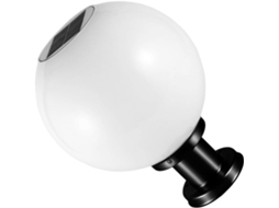 Elegante Luminária Solar De Jardim Com Globo Esférico Branco De 20 Cm Em Aço Inoxidável E Acrílico.