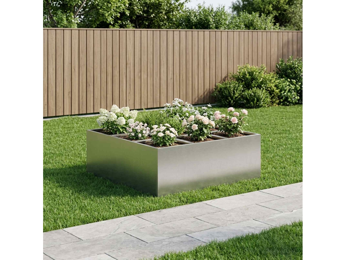 Vidaxl Vaso De Jardim Prateado 100 X 100 X 50 Cm Aço Inoxidável