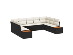 Conjunto 5 Sofá Exterior Vidaxl Preto Vime Pe (289 X 209 X 85 Cm)