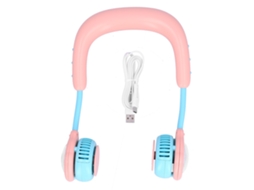 Ventilador de Pescoço Portátil Usb Recarregável para Crianças com 3 Velocidades e Bateria 4800mah Rosa | S/MARCA