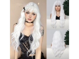 2026 peluca de Cosplay Blanca Larga Rizada de 27 Pulgadas Con Flequillo para Mujer