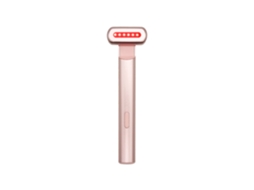 Dispositivo facial portátil com luz LED vermelha para massagem vibratória no rosto e pescoço, rosa