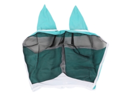 Máscara Anti-insetos Para Cavalo Com Orelhas Detachável Mesh Uv Proteção Elástica Azul Verde L