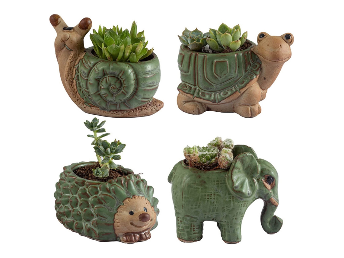 Vasinho Cerâmica Suculentas Animal Cartoon Decorativo