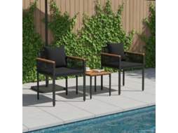 Vidaxl Conjunto De Móveis Para Exterior Com Almofada Preto Vime Pe