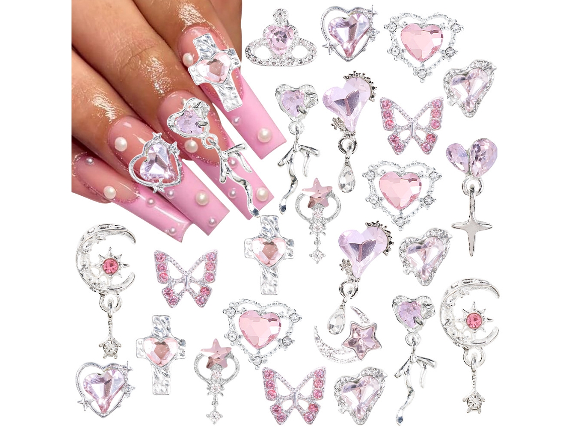 Acessórios para Unhas em Liga Y2k, 24 Peças, Decorações de Unhas com Strass para Manicure PANOONA (b)