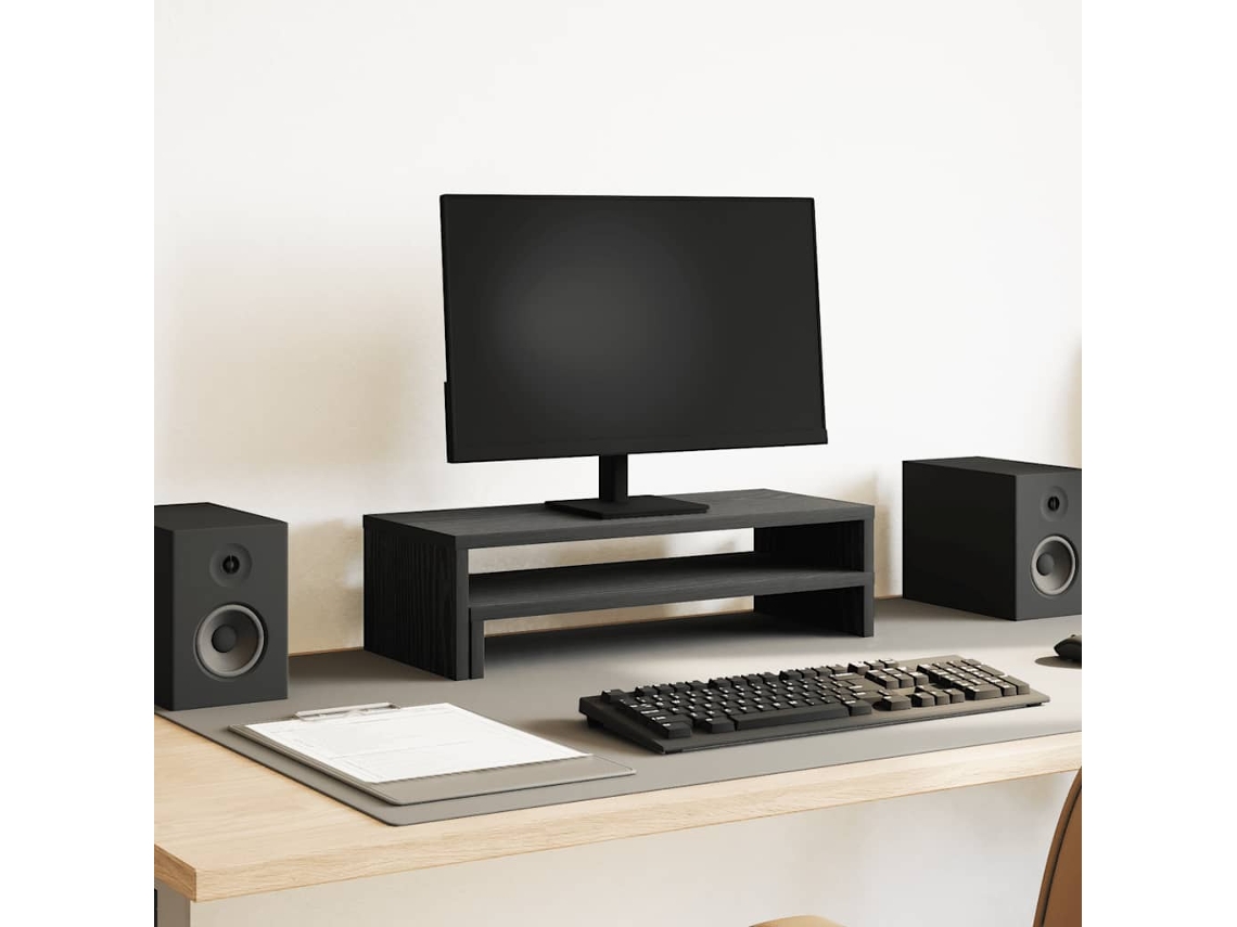 Vidaxl Suporte Monitor 54x22x15 Cm Derivados Madeira Carvalho Preto
