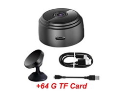 Câmera Espiã Mini Wifi Ip Hd 1080p Segurança Residencial Visão Noturna Detecção De Movimento Myp Cartão Tf De 64 Gb Preto